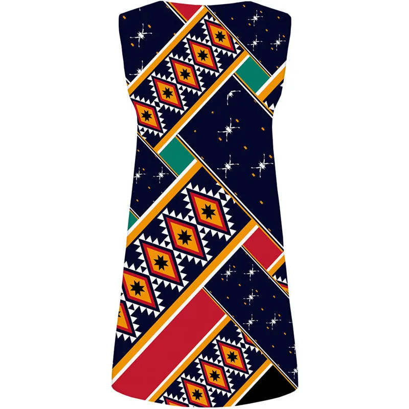 Geometric Dress Women Graphics Sundress Colorful Ladies Dresses Splice Party Womens Clothing Elegant