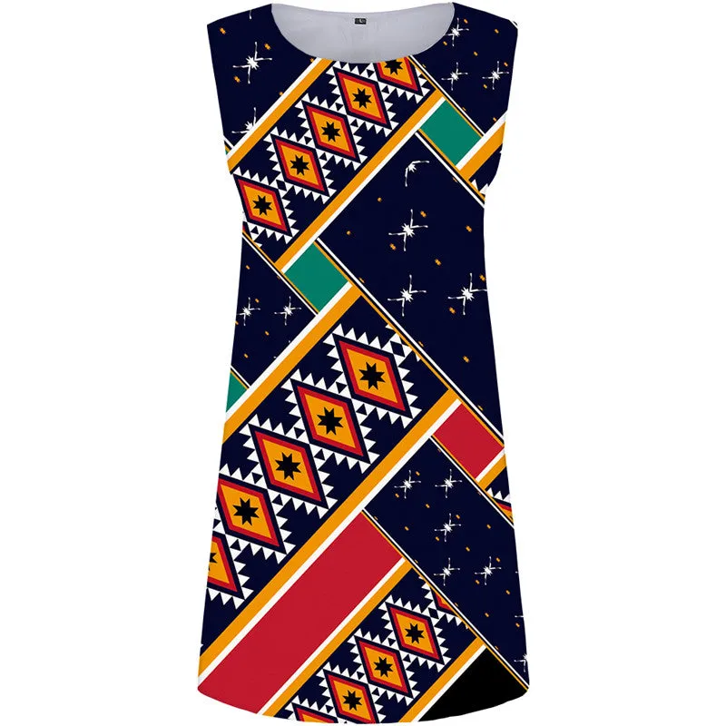 Geometric Dress Women Graphics Sundress Colorful Ladies Dresses Splice Party Womens Clothing Elegant