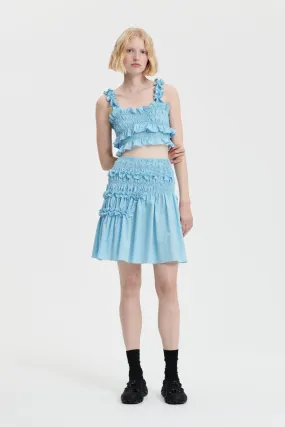 GIULIA | SKIRT GINGHAM COTTON LIGHT BLUE / WHITE