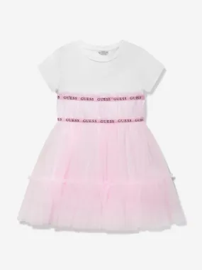 Guess Girls Jersey And Tulle Dress in Pink