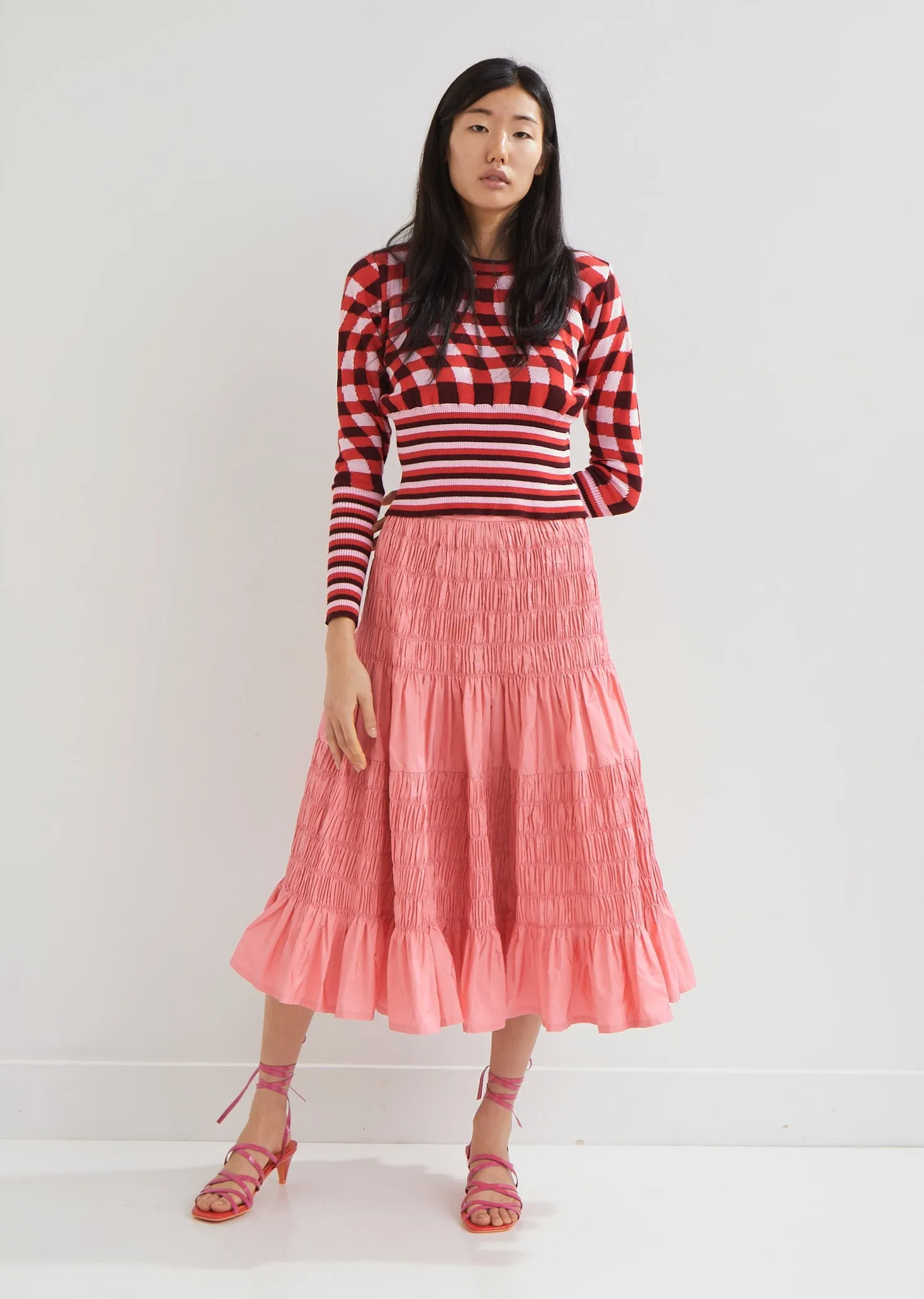 Helene Shirred Taffeta Skirt