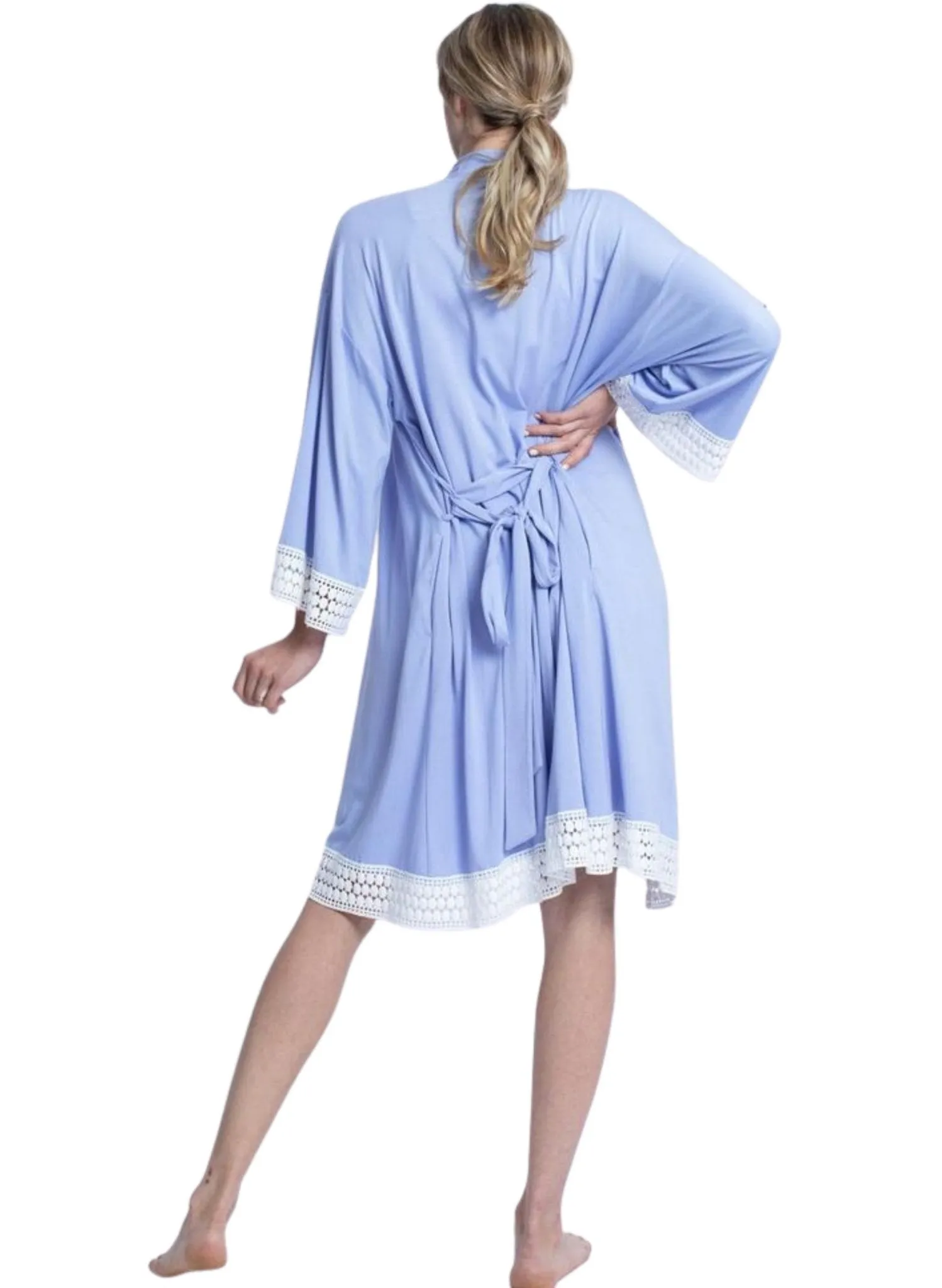 Hospital Pack Nursing Dress   Robe - Blue Pink