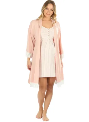 Hospital Pack Nursing Dress   Robe   Free Baby Wrap - Pink