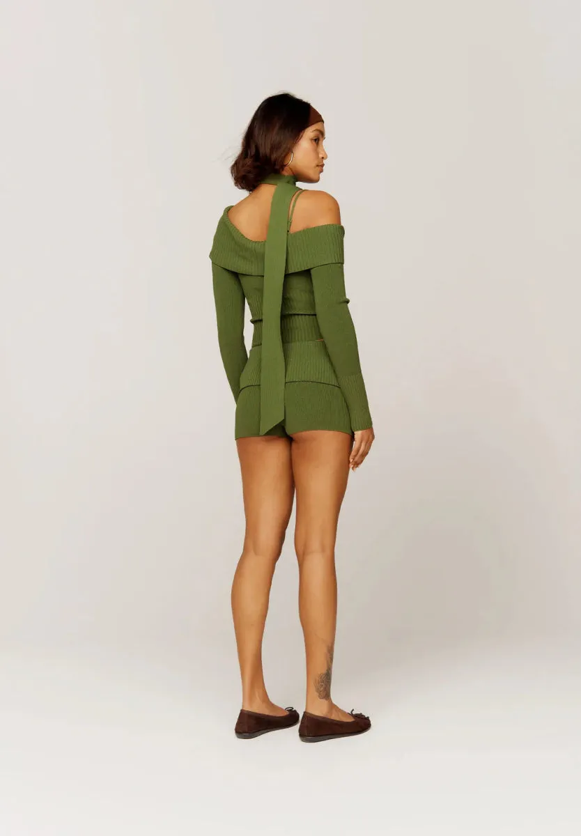 House of Sunny ONE LOVE SHOULDER RIB Bluse PINE GREEN