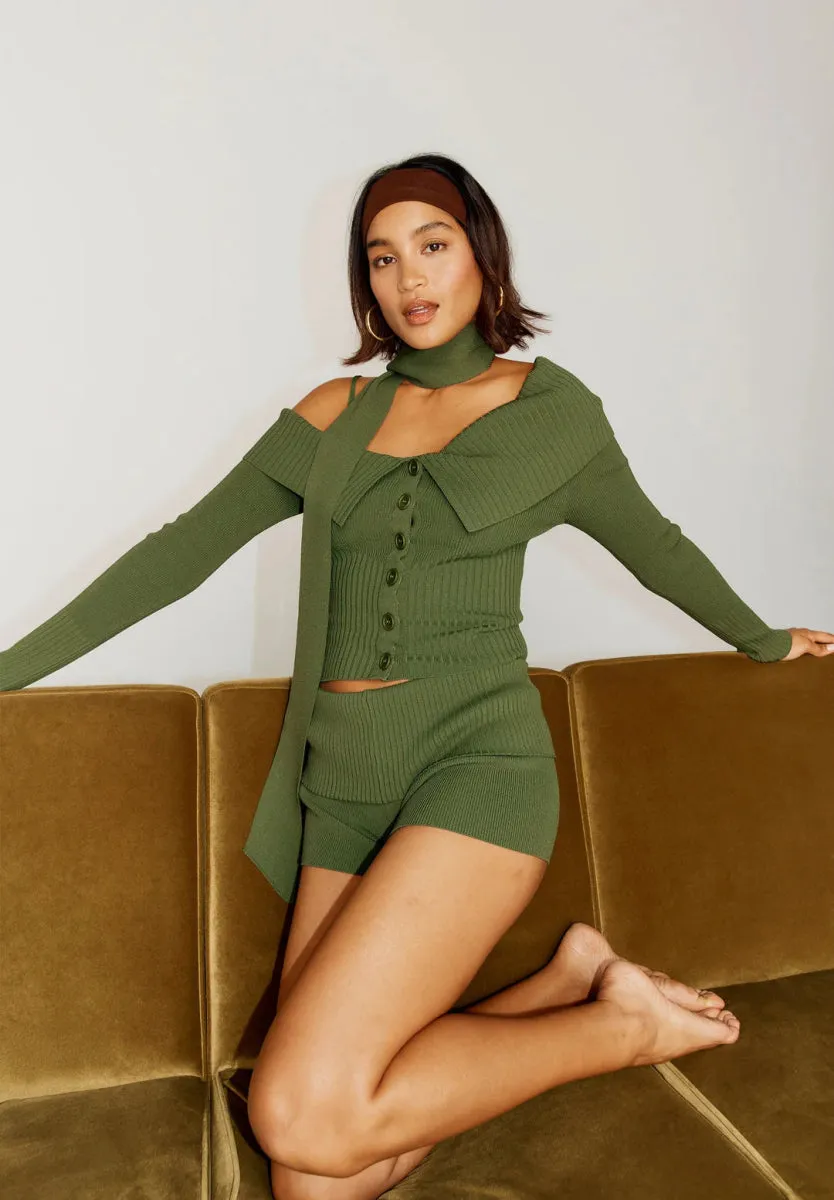 House of Sunny ONE LOVE SHOULDER RIB Bluse PINE GREEN