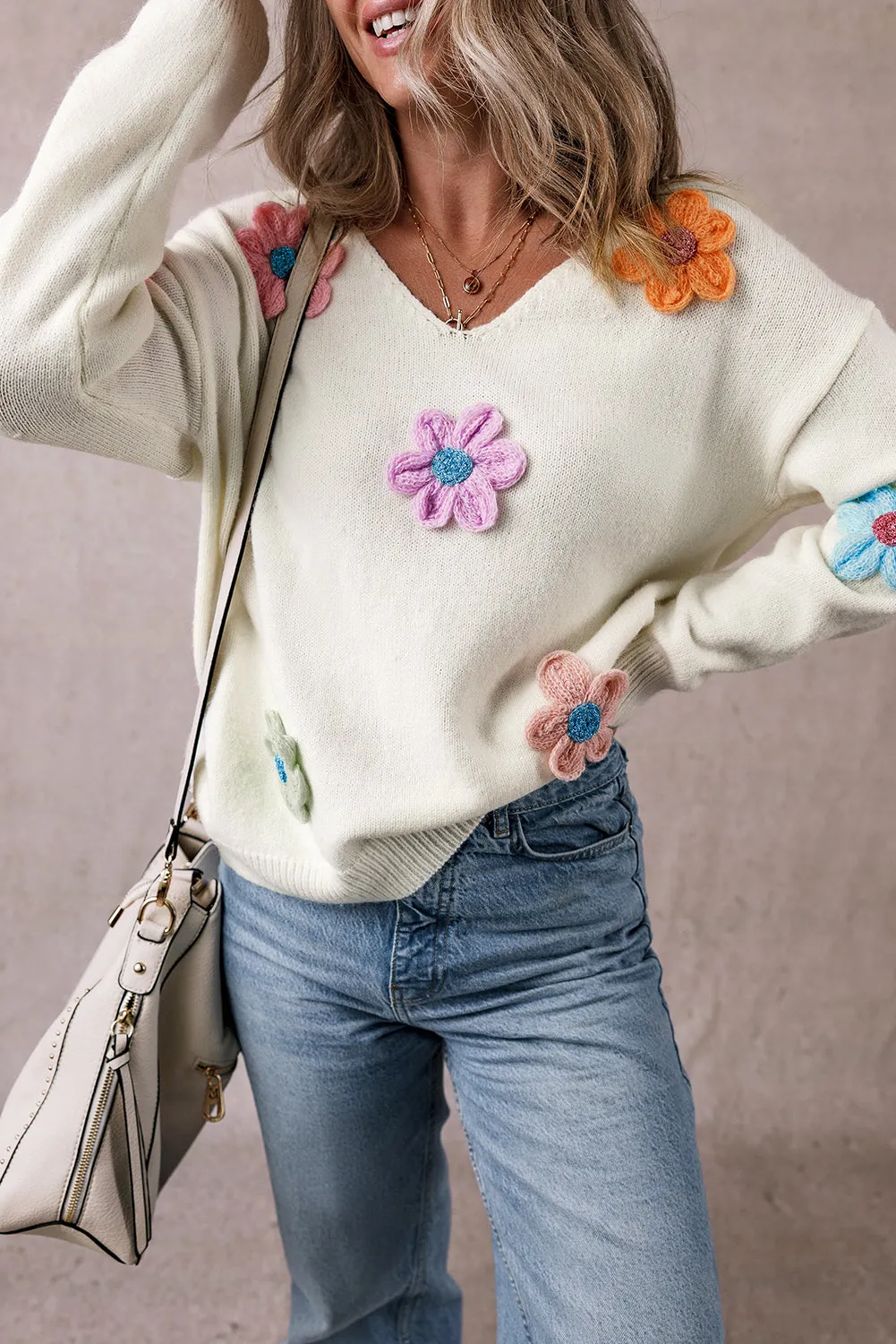 Isabella Crochet Flower Sweater