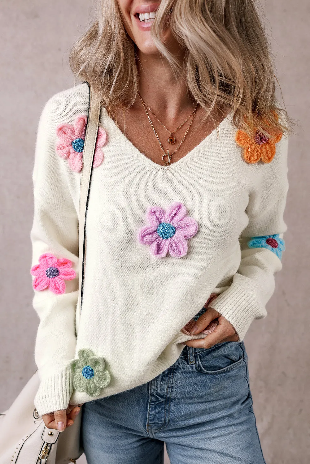 Isabella Crochet Flower Sweater