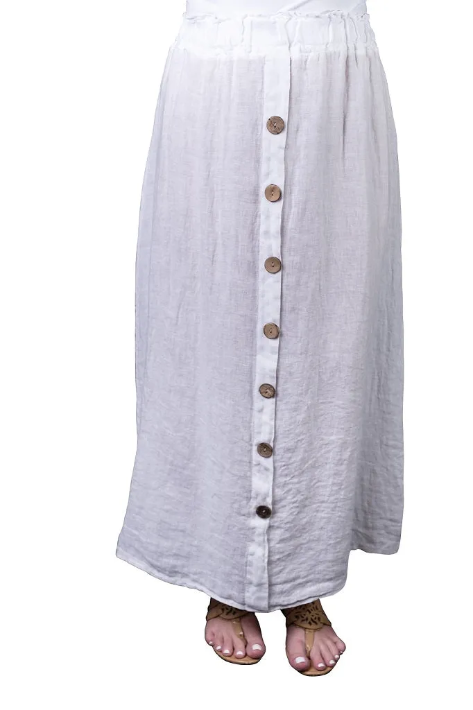 Jessie Button Front Linen Skirt (SL105)