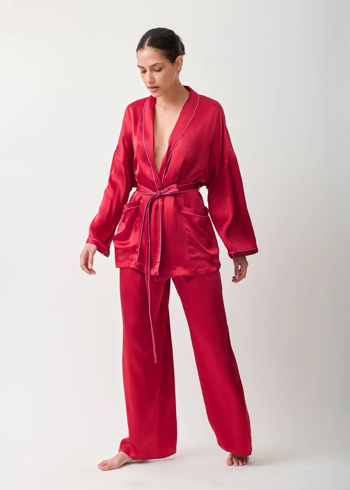 Joy Washable Silk Wrap Robe Top