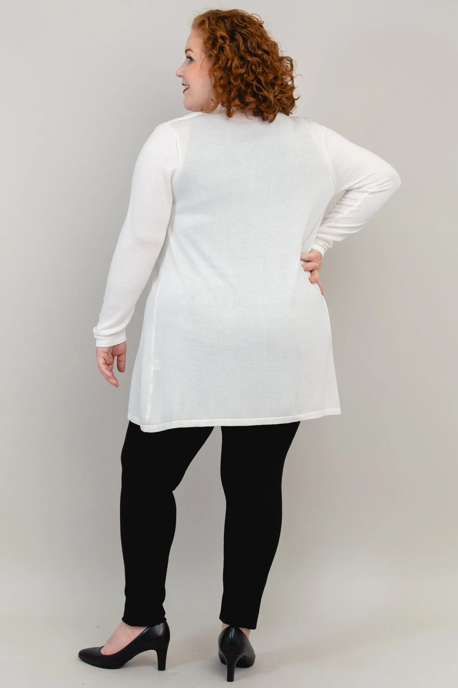 Justine Sweater, White, Bamboo Cotton