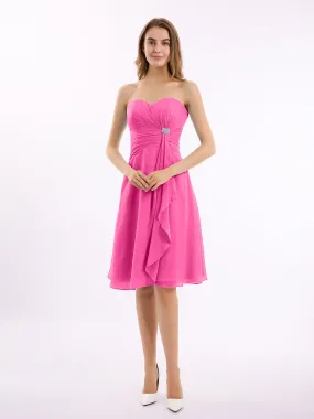 Knee Length Chiffon Dress with Sweetheart Neck-Azalea