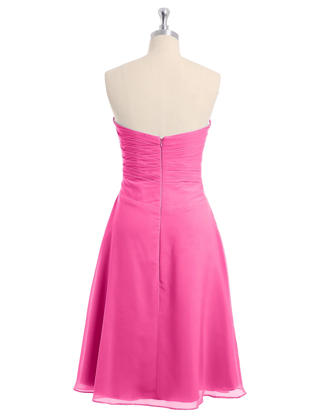 Knee Length Chiffon Dress with Sweetheart Neck-Azalea