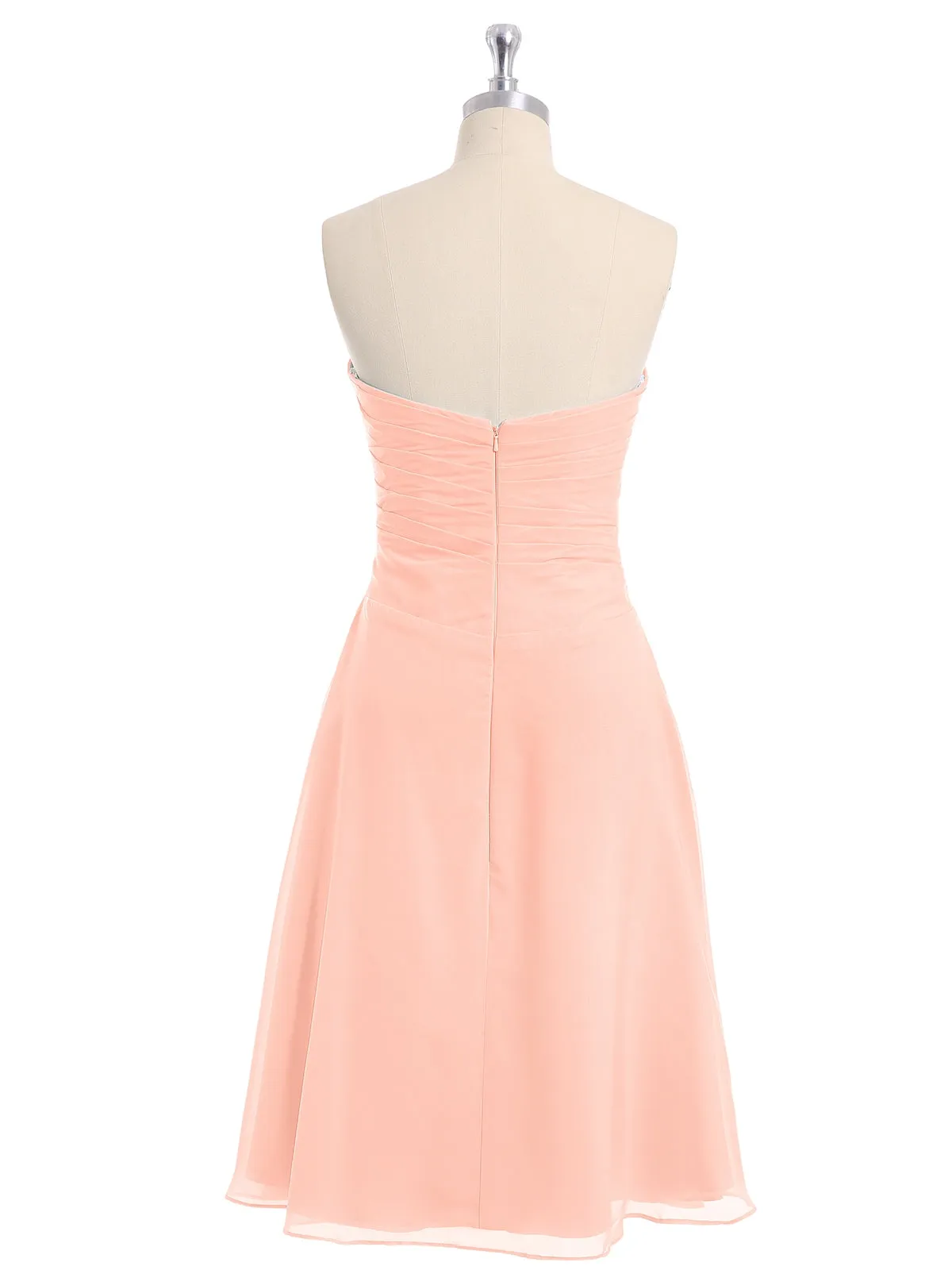 Knee Length Chiffon Dress with Sweetheart Neck-Coral Plus Size