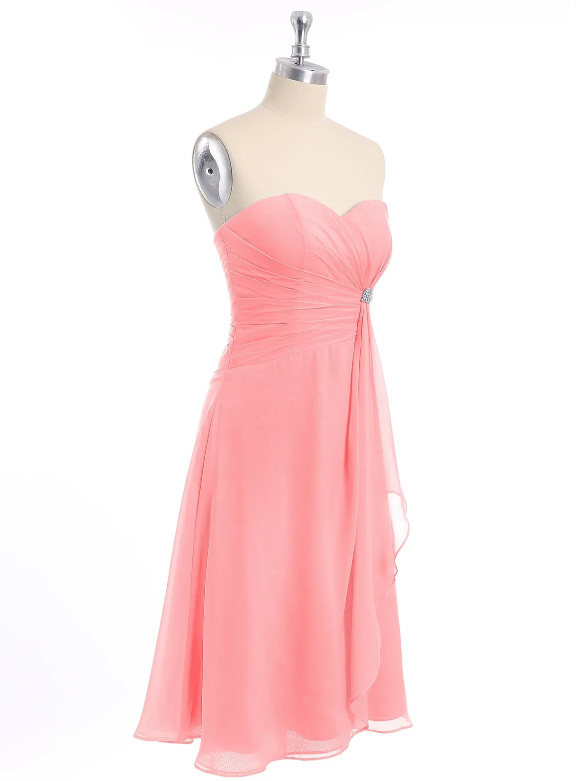 Knee Length Chiffon Dress with Sweetheart Neck-Flamingo Plus Size