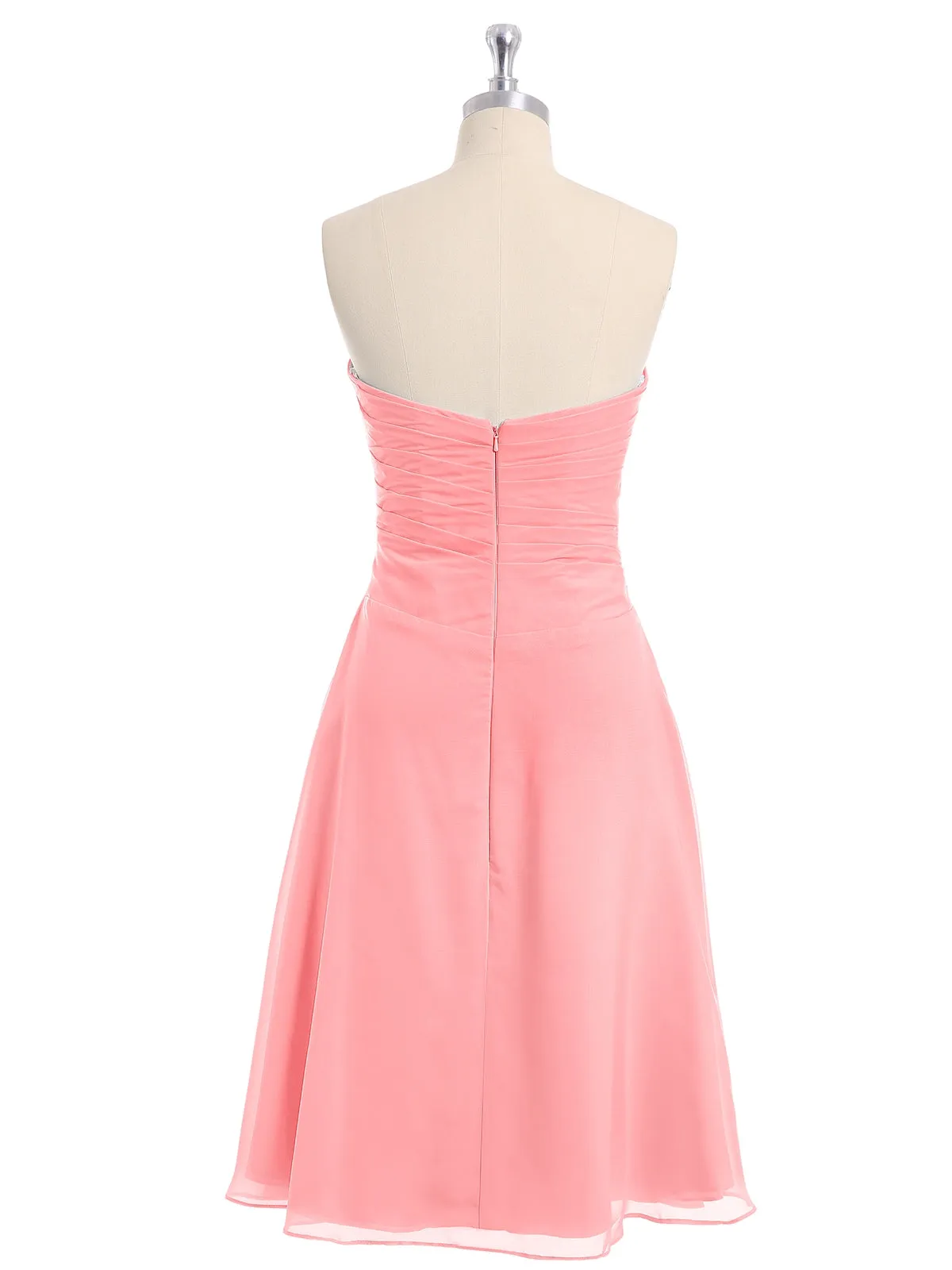 Knee Length Chiffon Dress with Sweetheart Neck-Flamingo Plus Size