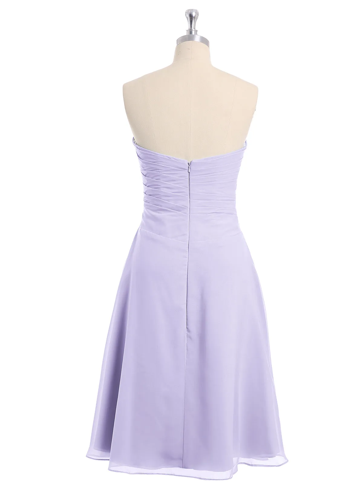 Knee Length Chiffon Dress with Sweetheart Neck-Lilac Plus Size