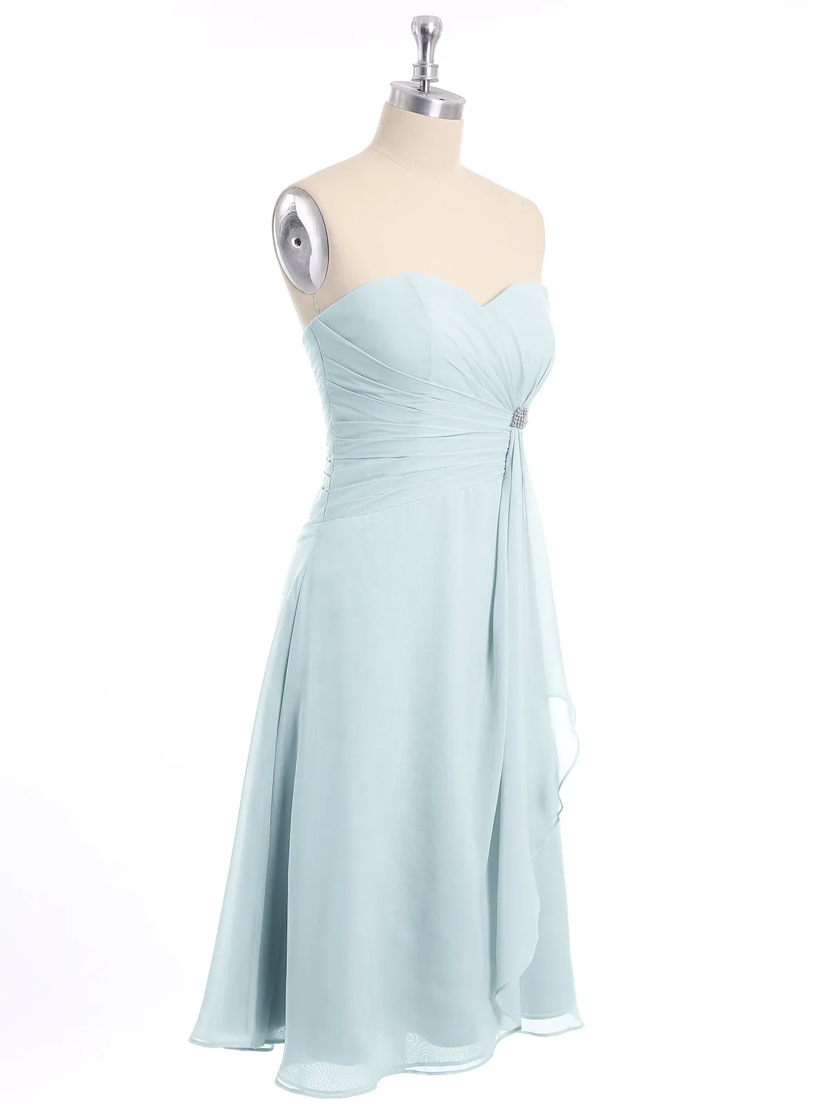 Knee Length Chiffon Dress with Sweetheart Neck-Mist Plus Size