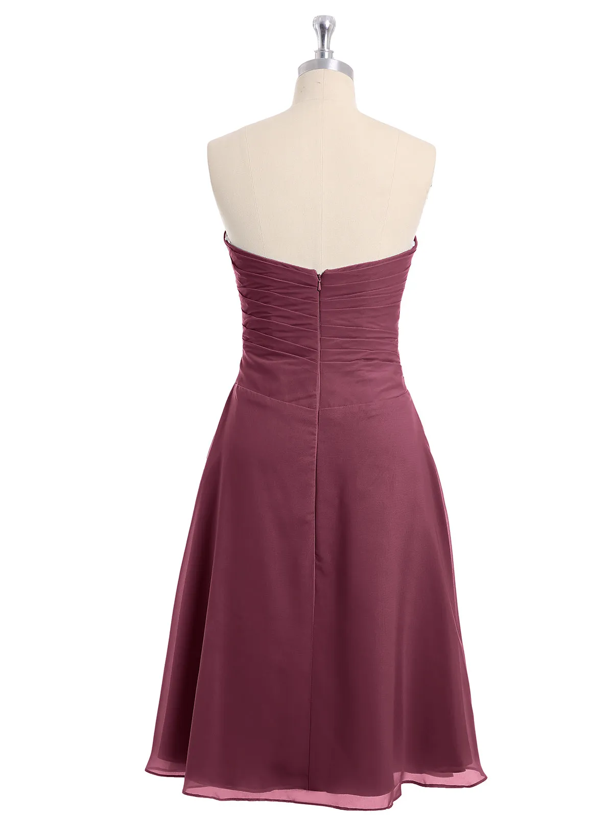 Knee Length Chiffon Dress with Sweetheart Neck-Mulberry Plus Size