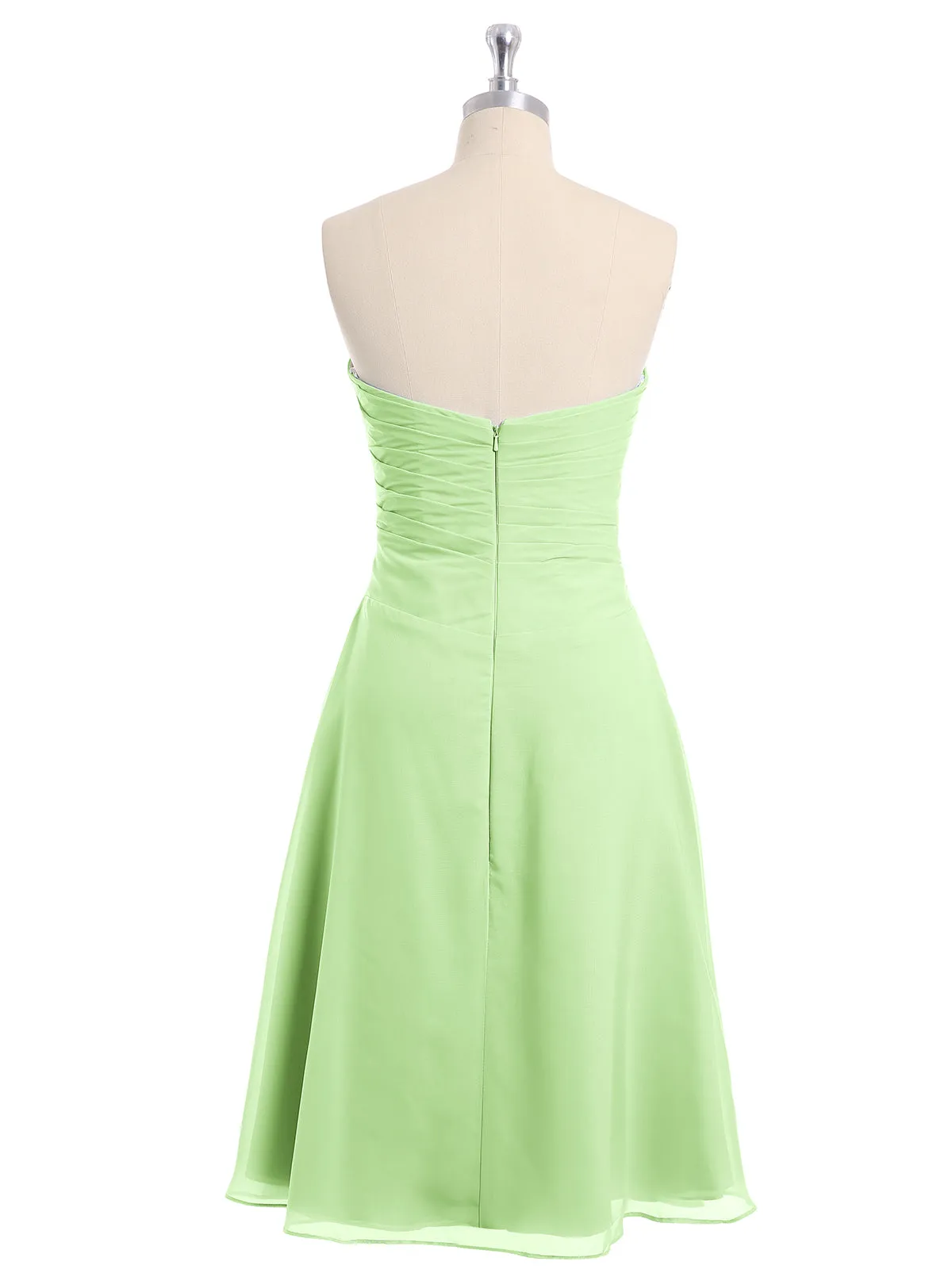 Knee Length Chiffon Dress with Sweetheart Neck-Sage Plus Size