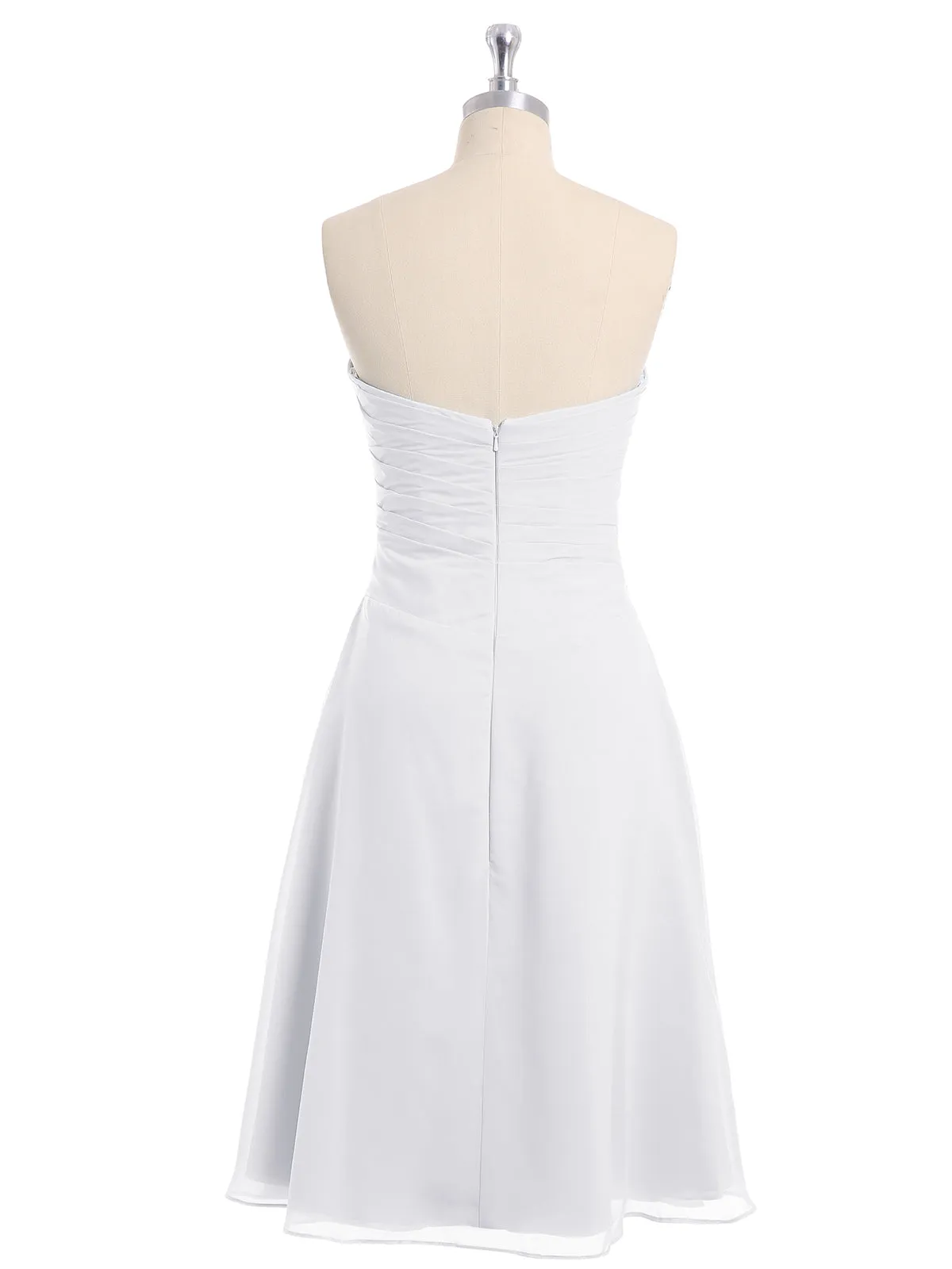 Knee Length Chiffon Dress with Sweetheart Neck-White Plus Size