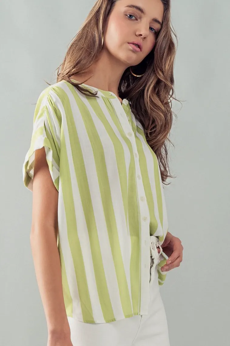 Lime Striped Cabana Blouse