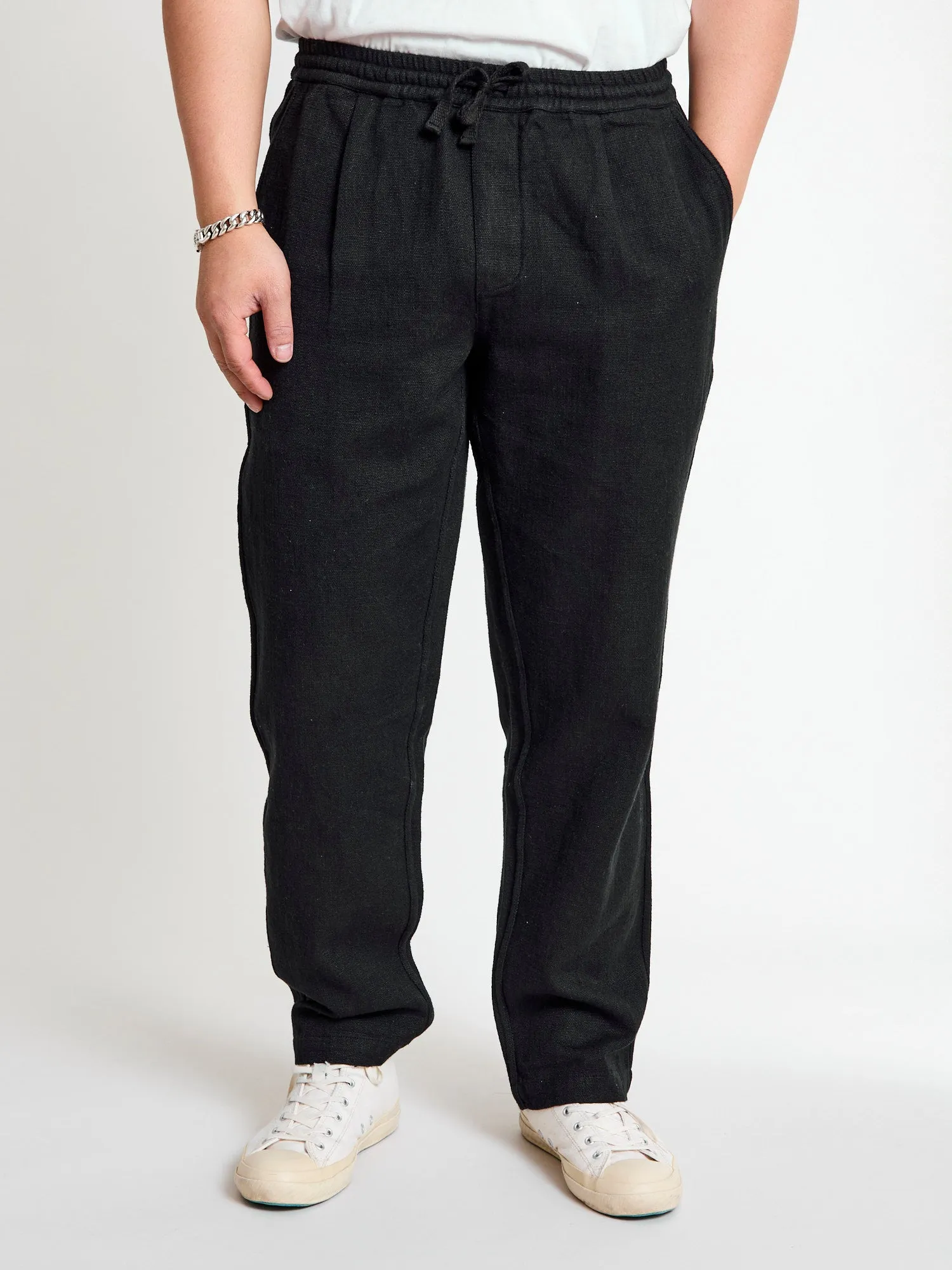 Linen Easy Pant in Black