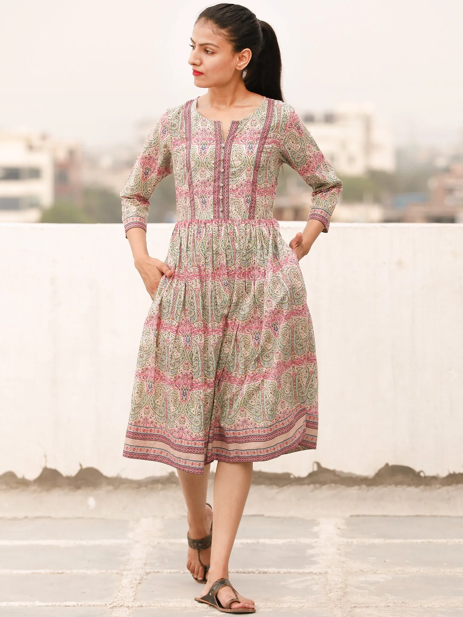 Lively Colors  - Block Printed Cotton Dress  - D369F1879