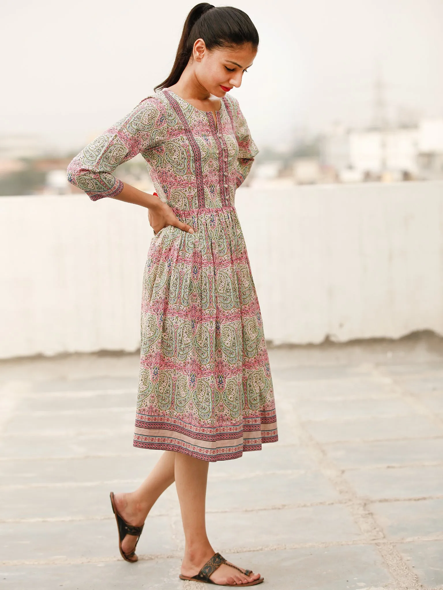 Lively Colors  - Block Printed Cotton Dress  - D369F1879