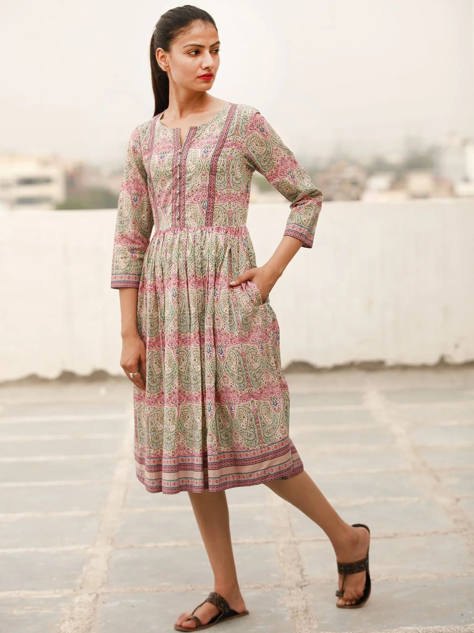 Lively Colors  - Block Printed Cotton Dress  - D369F1879