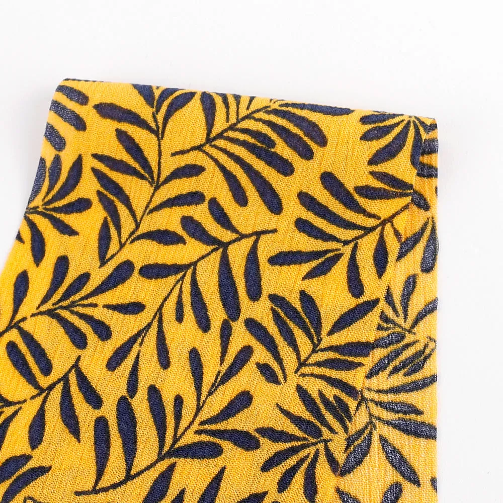 Lively Leaves Crinkle Gauze - Sunflower / Ink