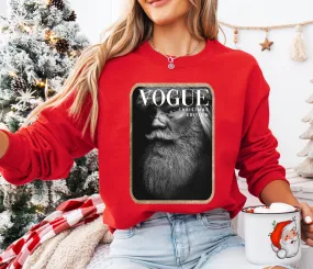 Luxe Santa Gildan or Bella Christmas Sweatshirt/ Direct To Film Transferred Faux Glitter Sweatshirt/ Youth and Adult Sizes