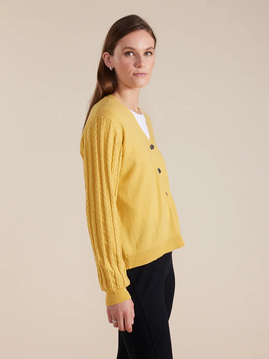 Marco Polo Cable Sleeve Cardigan - Marigold