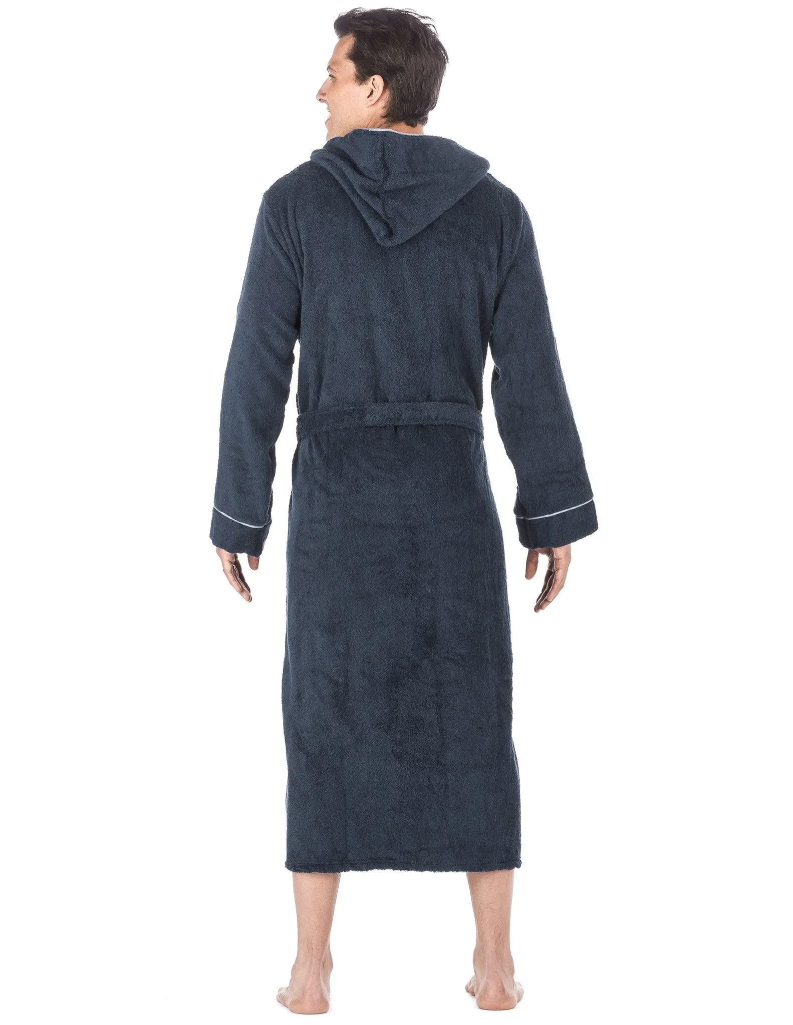 Men's 100% Cotton Terry Long Hooded Bathrobe