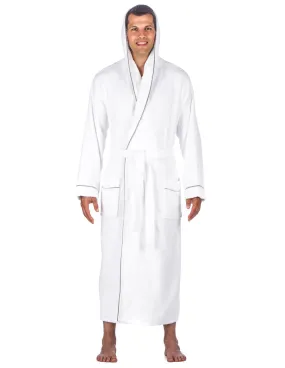 Men's 100% Cotton Terry Long Hooded Bathrobe