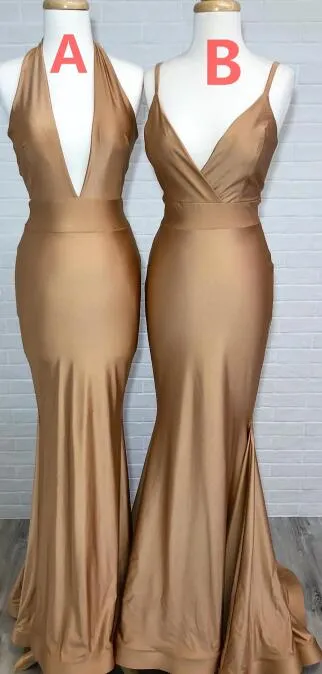 Mermaid Cheap Soft Colorful Prom Dresses, Gold Yellow Blush Burgundy Elegant Bridesmaid Dress, PD0898