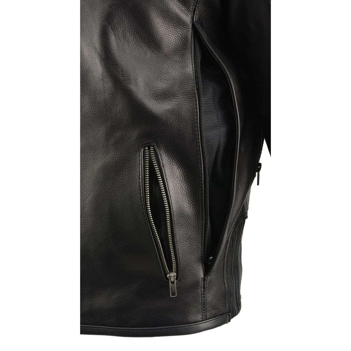 Milwaukee Leather MLM1502 Men's Black 'Cool-Tec' Vented Leather Scooter Jacket