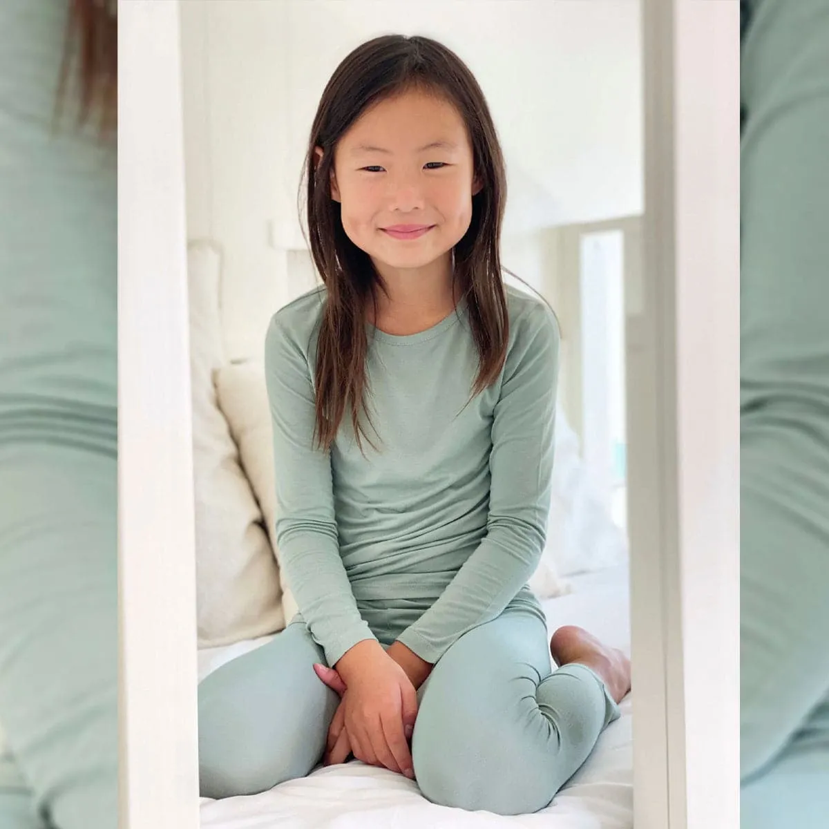 Misty Green Bamboo Kids Pajamas