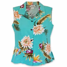 Mountain Green Lady's Hawaiian Sleeveless Blouse