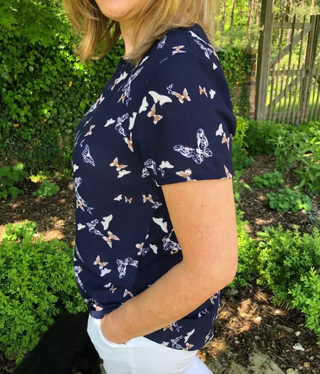 Navy Butterfly Top