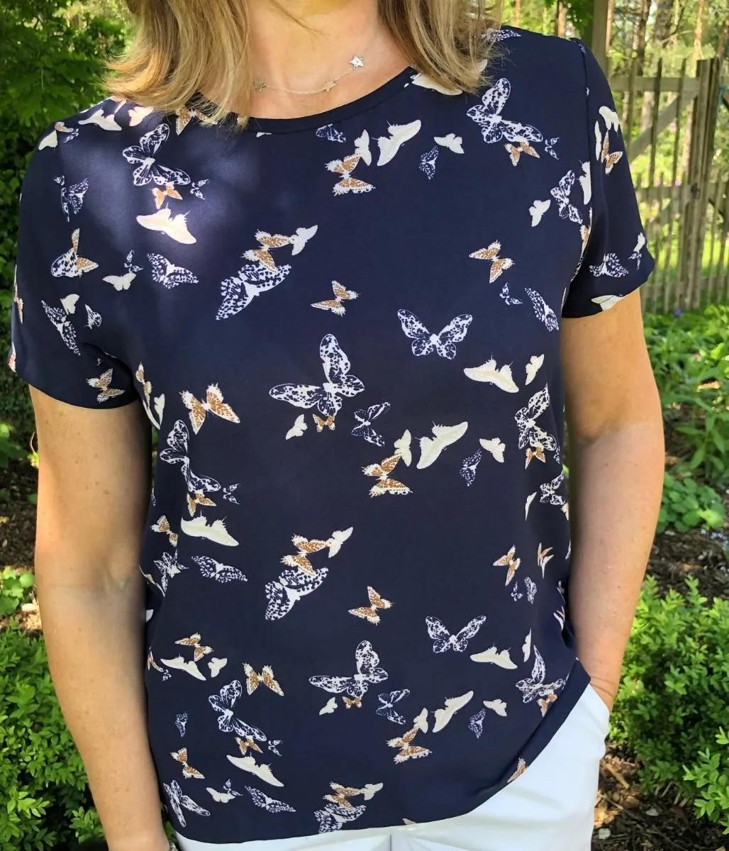 Navy Butterfly Top