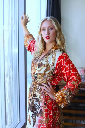 Ophelia Red Silk Kimono Robe