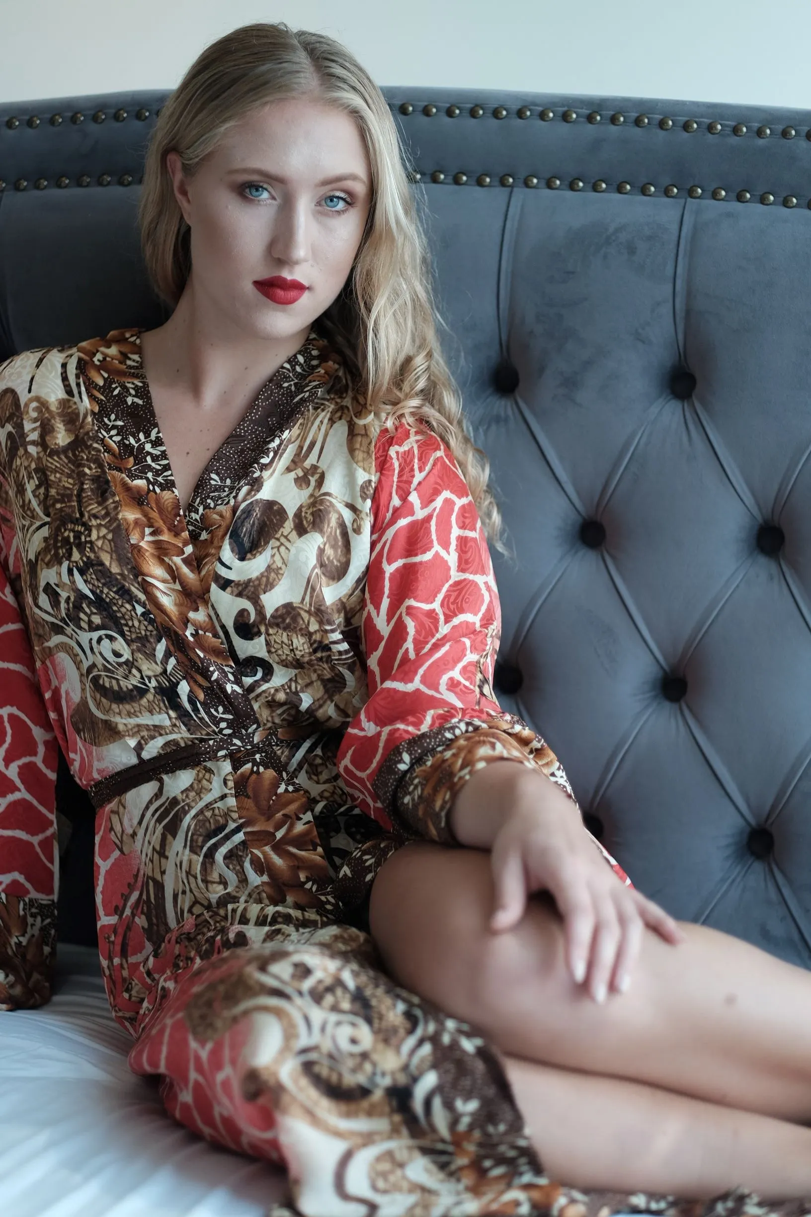 Ophelia Red Silk Kimono Robe