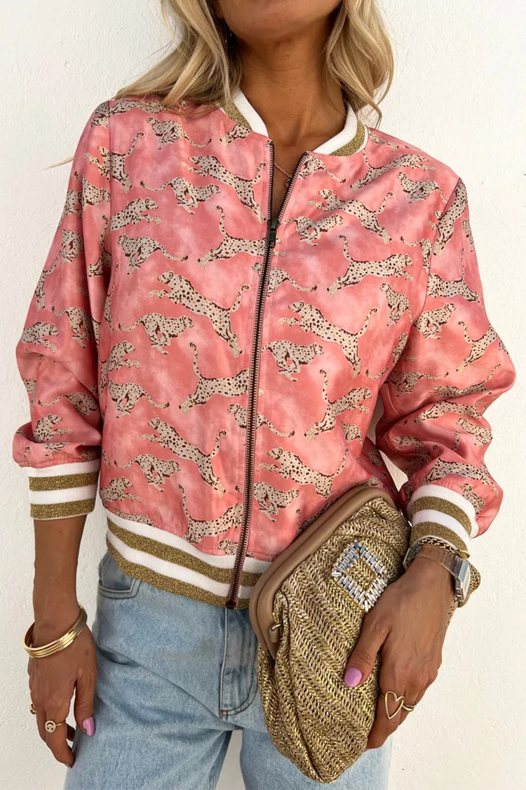 Pastel Lively Leopard Bomber