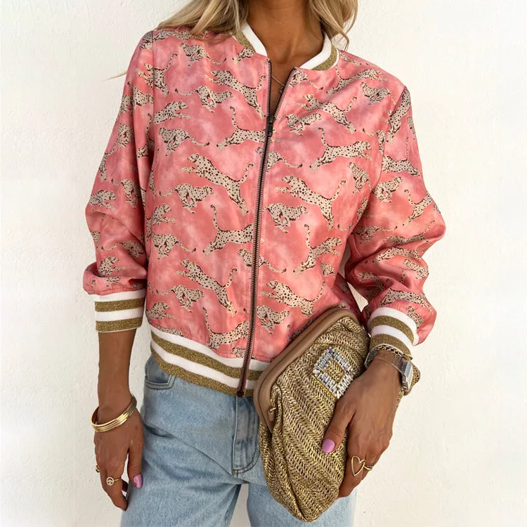 Pastel Lively Leopard Bomber