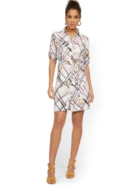 Petite Crosshatch Four-Pocket Shirtdress