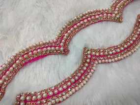 Pink Fancy Pearl And Stone Embellished Trim