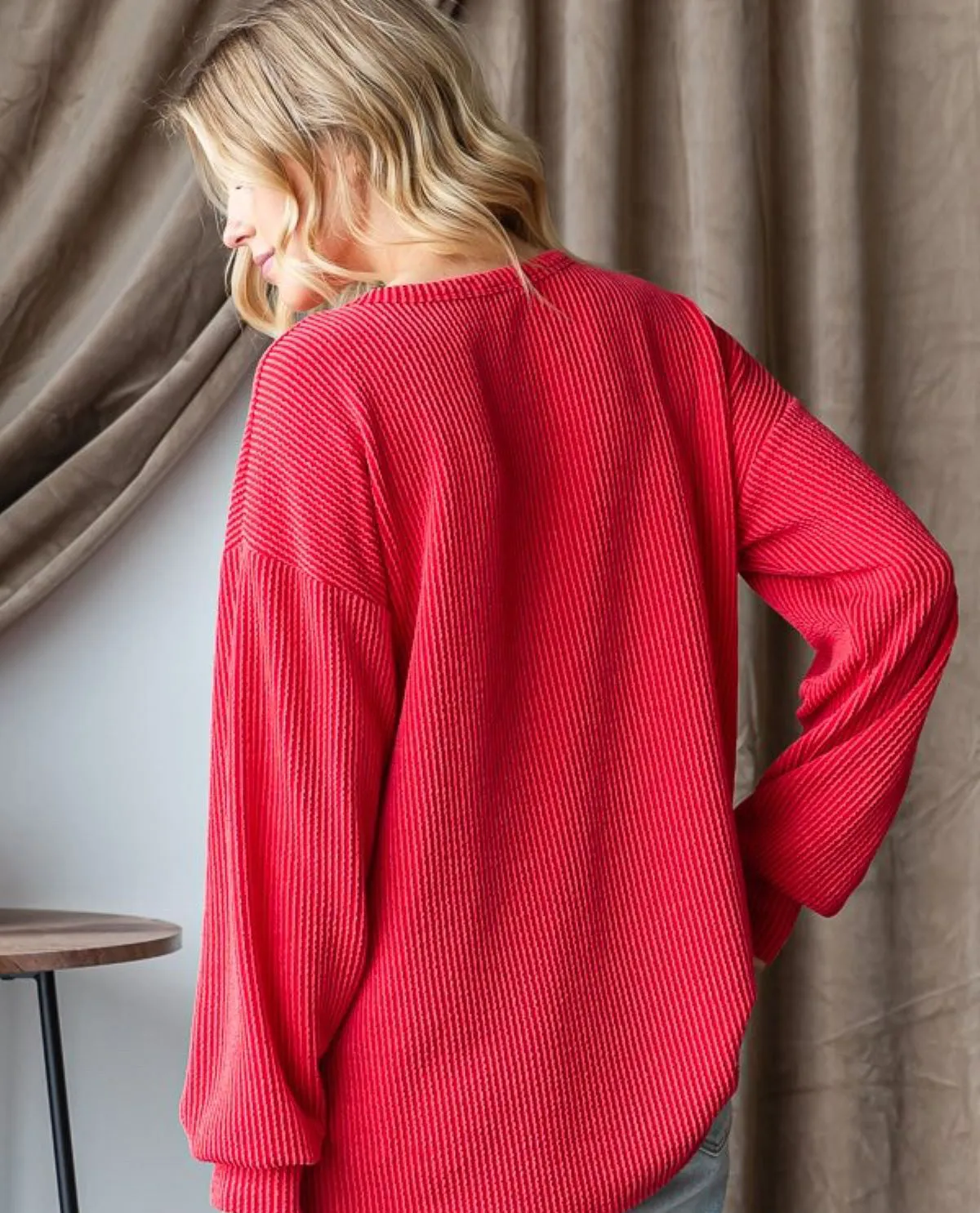 Plus Merry & Bright Long Sleeve Rib Top