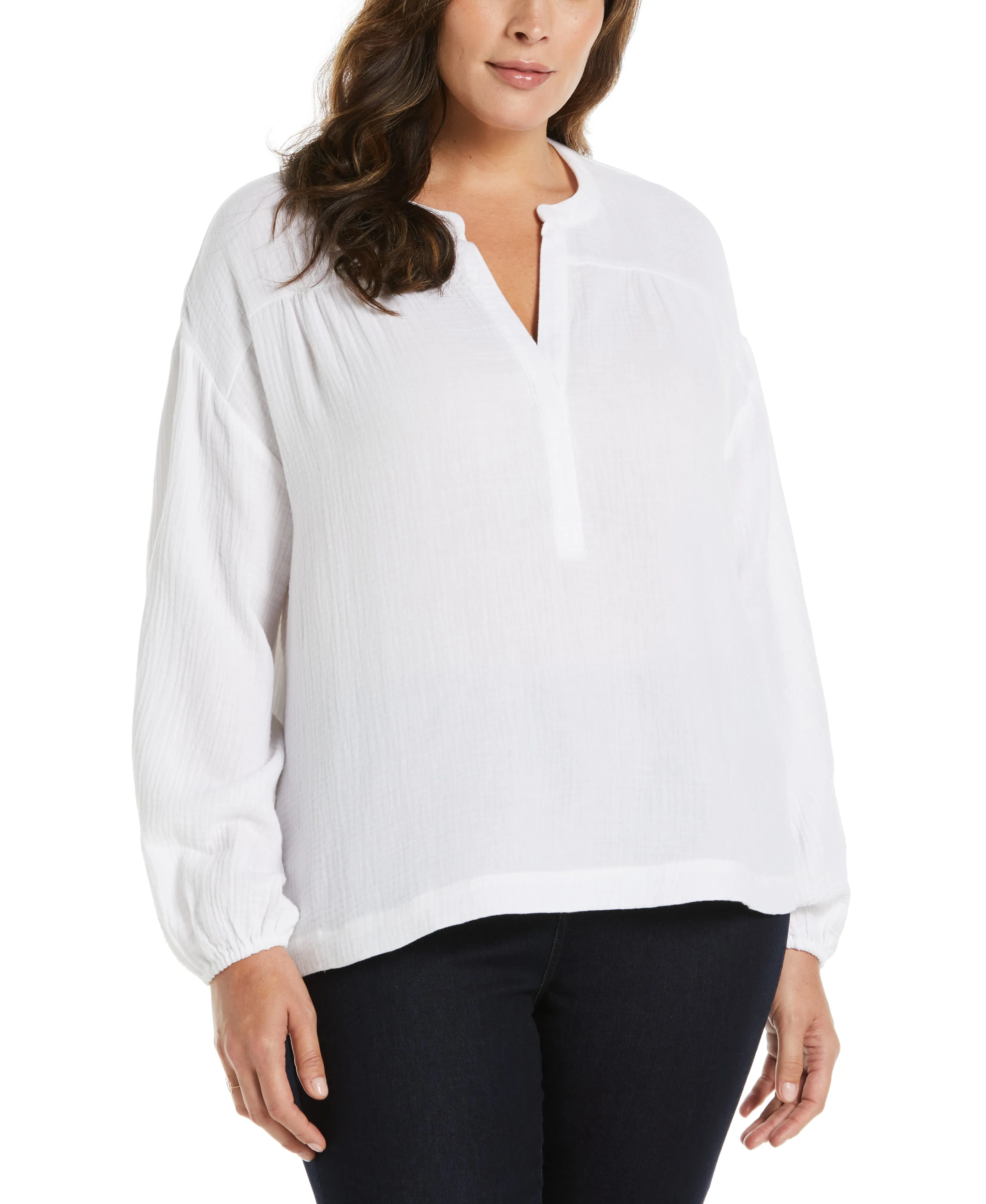 Plus Size Solid Gauze Top