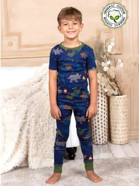 Pretigez Toddler Boys' Organic Cotton 2 Piece Pajama Set Dino Pattern