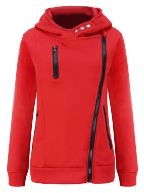 Pure Color Zipper Sweatshirt Coats